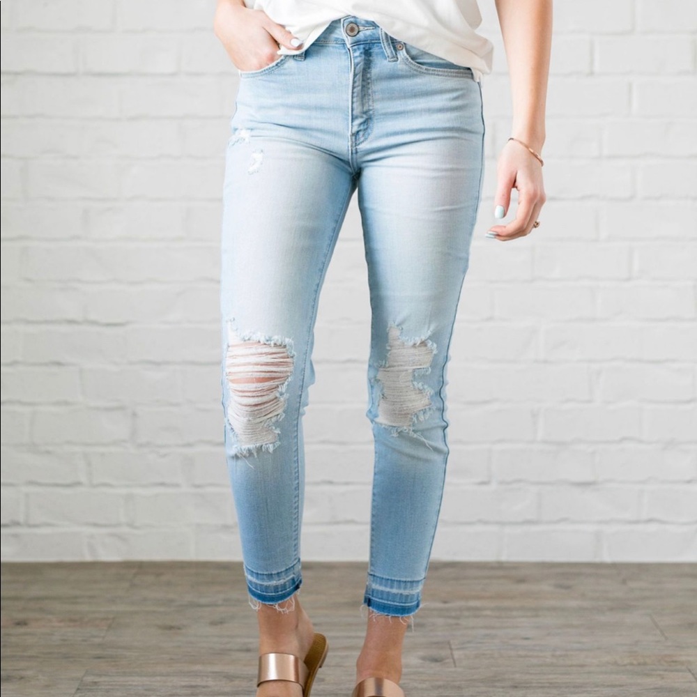 Light As Air Cropped Distressed Skinny Jeans